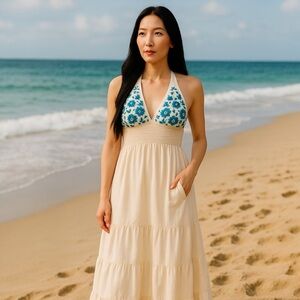 Oaxacan-Style Embroidered Halter Dress